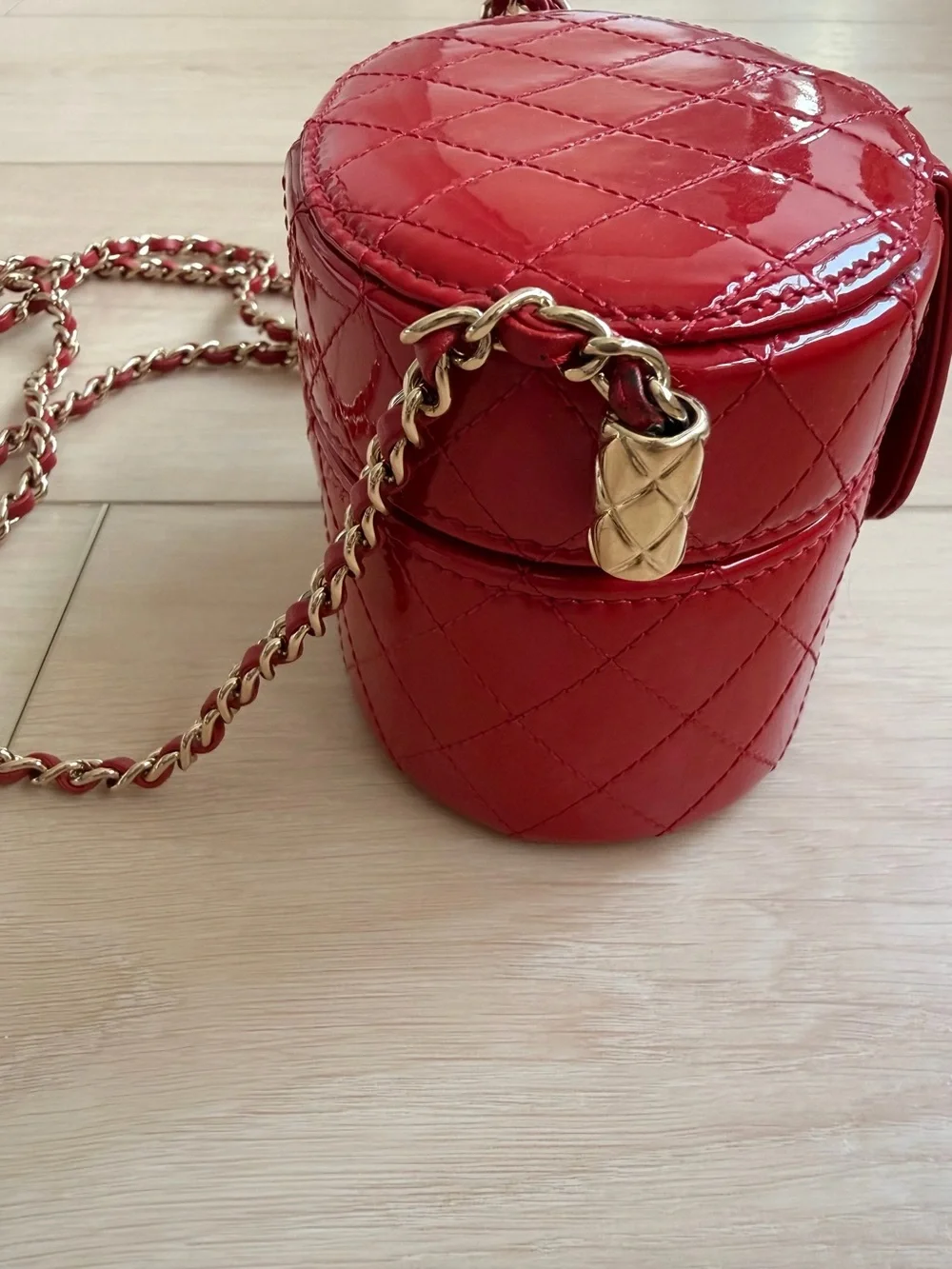 CHANEL quilted patent